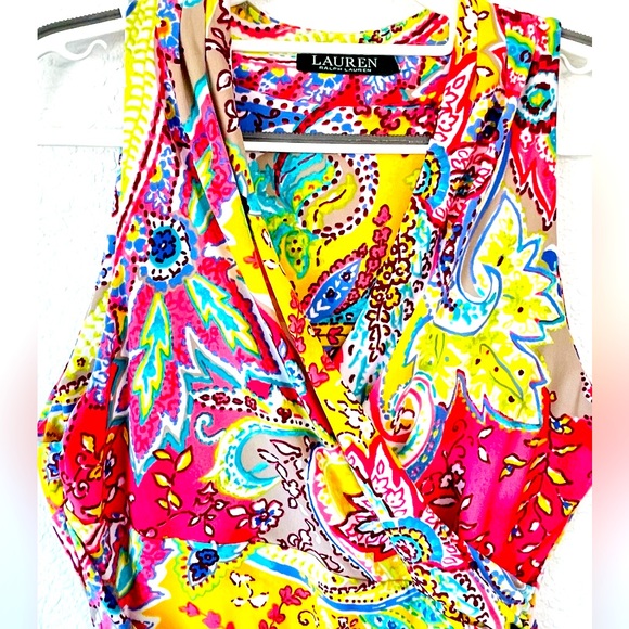 ⭐️Lauren Ralph Lauren⭐️Colorful print dress size 8💕Great condition 💕Sleeveless - Picture 7 of 10